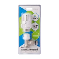 Комплект для подключения радиатора 2 в 1 терморегулирующий угловой 1/2' MVI TR.611.04