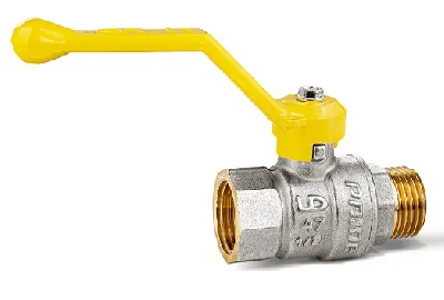 Кран шаровый латунный никелированный 11б27п Ду15 Ру40 (1/2') ВР/НР рычаг GAS LD Pride LD 47.353.15 Нижний Новгород