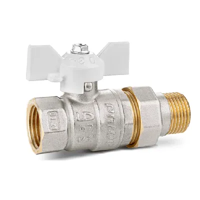 Кран шаровой со сгоном Ду25 Ру40 (1') ВН белая ручка бабочка LD Pride LD 47.306.25 W