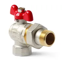Кран шаровой полнопроходной угловой со сгоном, ру чка-бабочка, НВ 1 PRO AQUA EWB69-M25-F25x