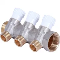 Коллектор распределительный 1', 3 отвода 1/2' плоское уплотнение STOUT RG008TN2KBGB1B