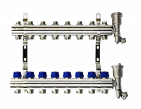Коллекторная группа FHF-8R set 8 контуров 1' х 3/4' c воздухоотводчиками и кронштейнами Ridan 088U0708R