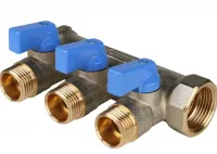 Коллектор с шаровыми кранами 3/4', 3 отвода 1/2' (синие ручки) STOUT RG0091AACQML3R Нижний Новгород