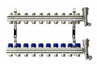 Коллекторная группа FHF-10R set 10 контуров 1' х 3/4' c воздухоотводчиками и кронштейнами Ridan 088U0710R