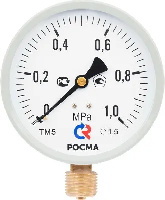 Манометр М2 радиальный ТМ-510Р.00 0...1.0 МРа 1/2' кл.1.5.,цвет-серый РОСМА 00000006819