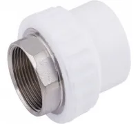 Муфта комбинированная 110x4' ВР под ключ полипропиленовая PPR белая Valfex 10134110