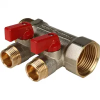 Коллектор с шаровыми кранами 1', 2 отвода 1/2' (красные ручки) STOUT RG008S258GVE4N Нижний Новгород