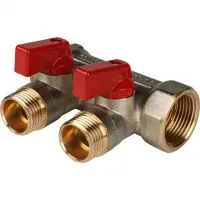 Коллектор с шаровыми кранами 3/4', 2 отвода 1/2' (красные ручки) STOUT RG008S258LMAM1 Нижний Новгород