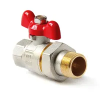 Кран шаровой полнопроходной со сгоном, ручка-бабочка, НВ 1 1/4 PRO AQUA FWB65-M32-F32x