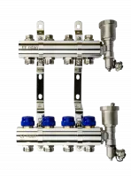 Коллекторная группа FHF-4R set 4 контура 1' х 3/4' c воздухоотводчиками и кронштейнами Ridan 088U0704R