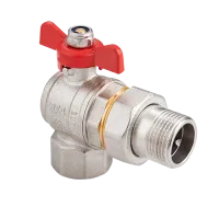 Кран шаровый угловой со сгоном 3/4' ВН ручка бабочка MVI BV.522.05